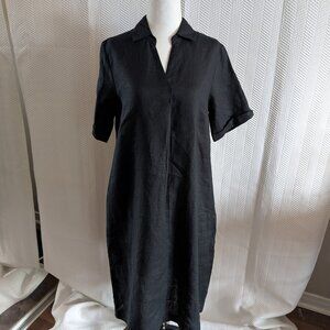 Olsen Pure Linen Safari Allure Dress Black Size XS US 4 Minimalist NWT Resort